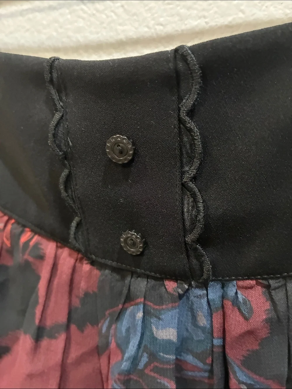 Coach Black Waistband Burgundy Floral Mini Skirt with Horse Print